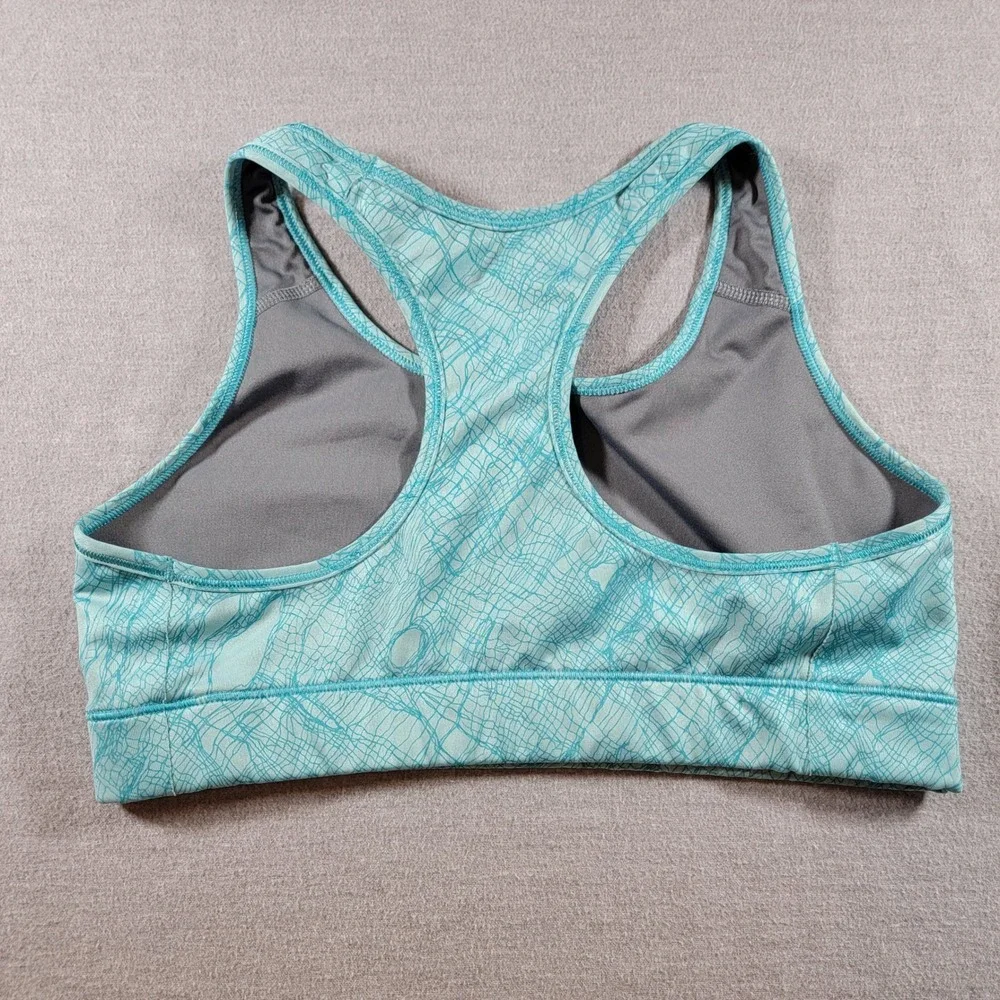 Nike Sports Bra Womens L Teal Good Dri-FIT Racerback Abstract Print Workout